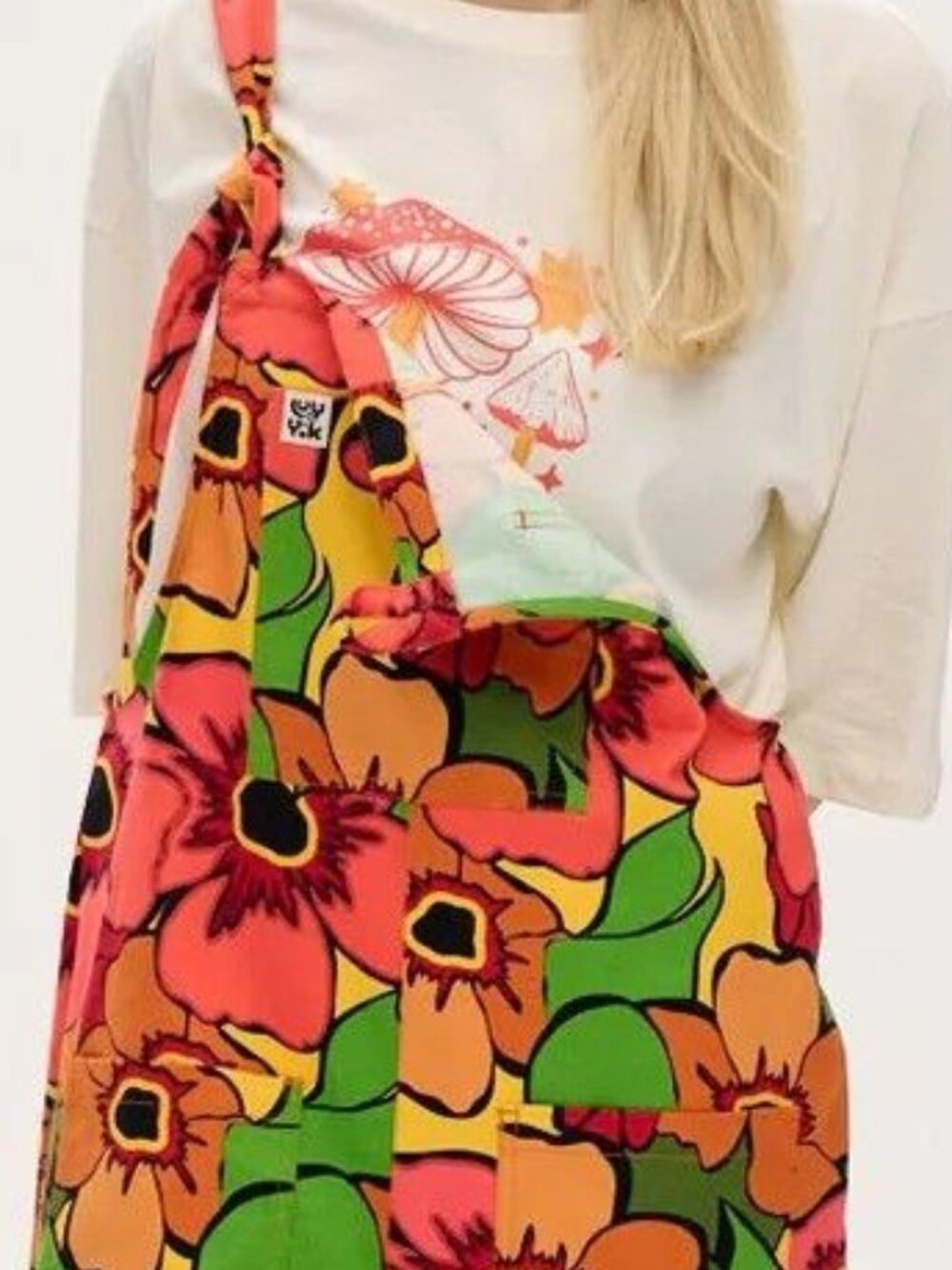 Lucy & Yak Original Dungarees Flower Power Print US 18 EUC Organic Cotton - Picture 2 of 8